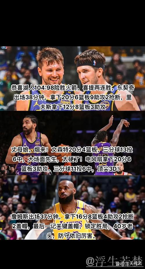 湖人104-98力克火箭 东契奇20分詹姆斯贡献16分 湖人104-98力克火箭 东契奇20分詹姆斯贡献16分